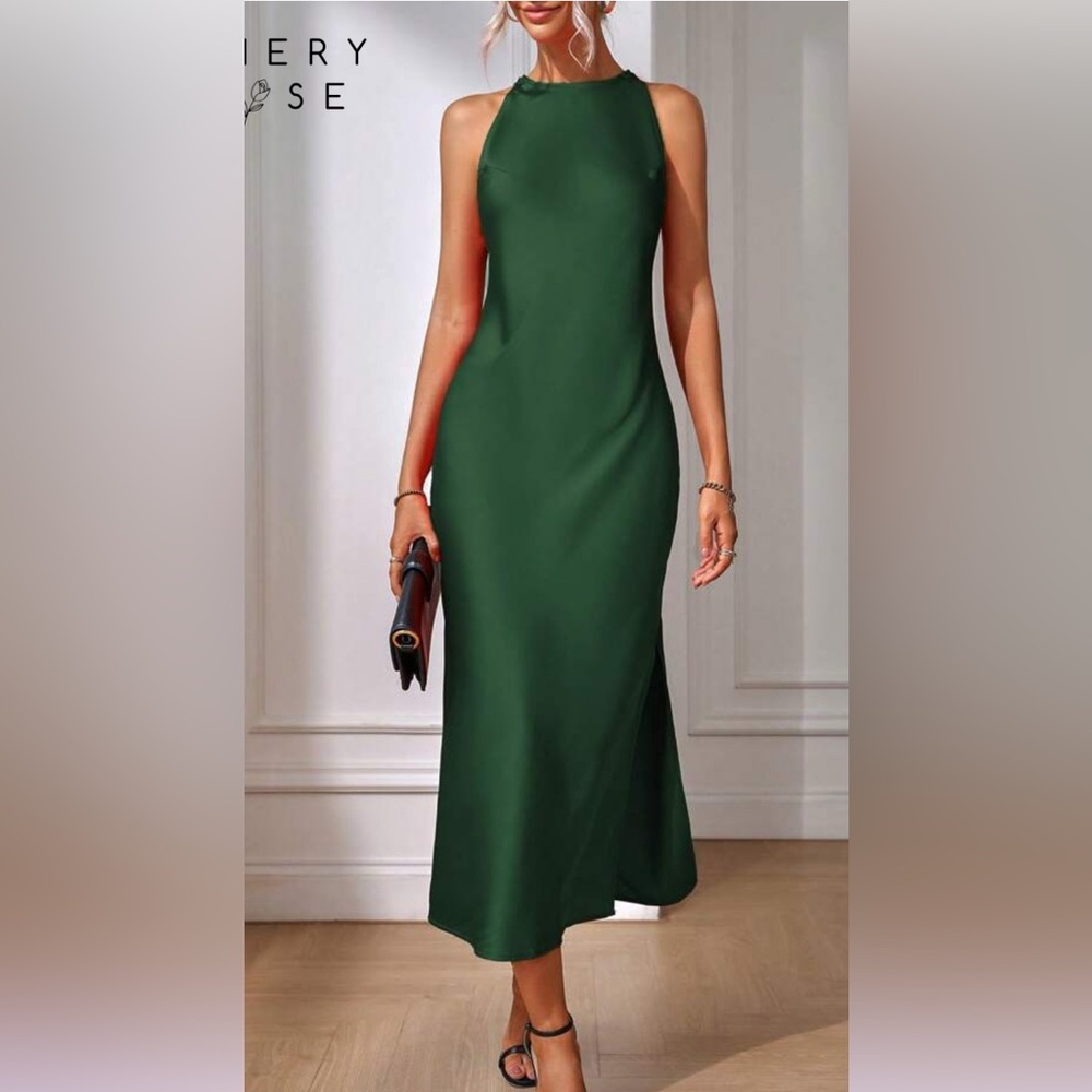 Elegant Green Sleeveless Dress